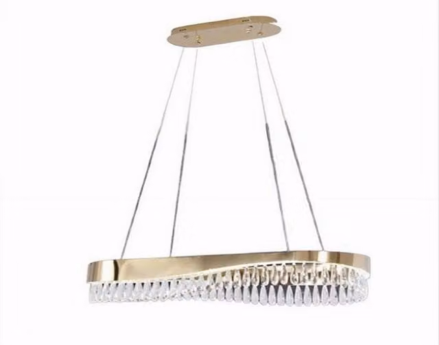 Trade Shop - Lampadario Led A Sospensione Oro 45w Con Cristalli Contemporaneo Luce Fredda B77 -
