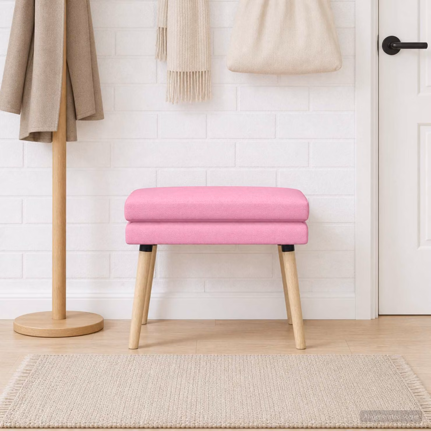 Panchina a doppio strato vidaXL Rosa in tessuto e legno, L: 60 cm, P: 40 cm, H: 46 cm