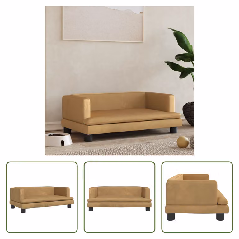 The Living Store Letto per cani Marrone 80x45x30 cm in velluto