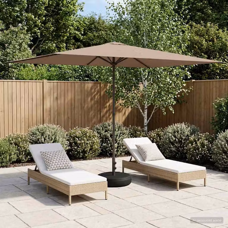 vidaXL Parasole da Giardino con Base Rettangolare in Poliestere e Acciaio, L: 3 m, P: 2 m, H: 2,28 m