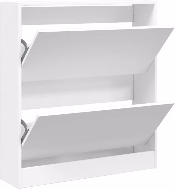 Scarpiera a parete bianca in legno con ante a ribalta L: 80 cm, P: 21 cm, H: 87,5 cm