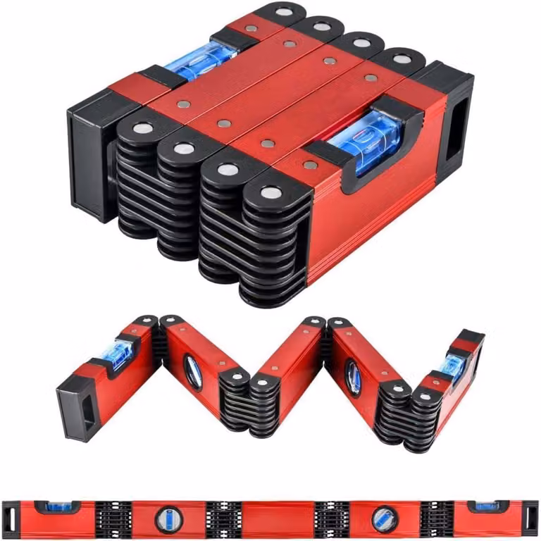 Livella a bolla magnetica pieghevole, strumento di misurazione multi-angolo per la lavorazione del legno, lunghezza 60,3 cm, realizzata in metallo