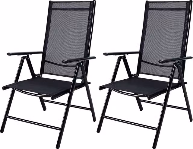 Set di 2 sedie da giardino Casaria Bern in alluminio antracite con seduta in textilene e braccioli