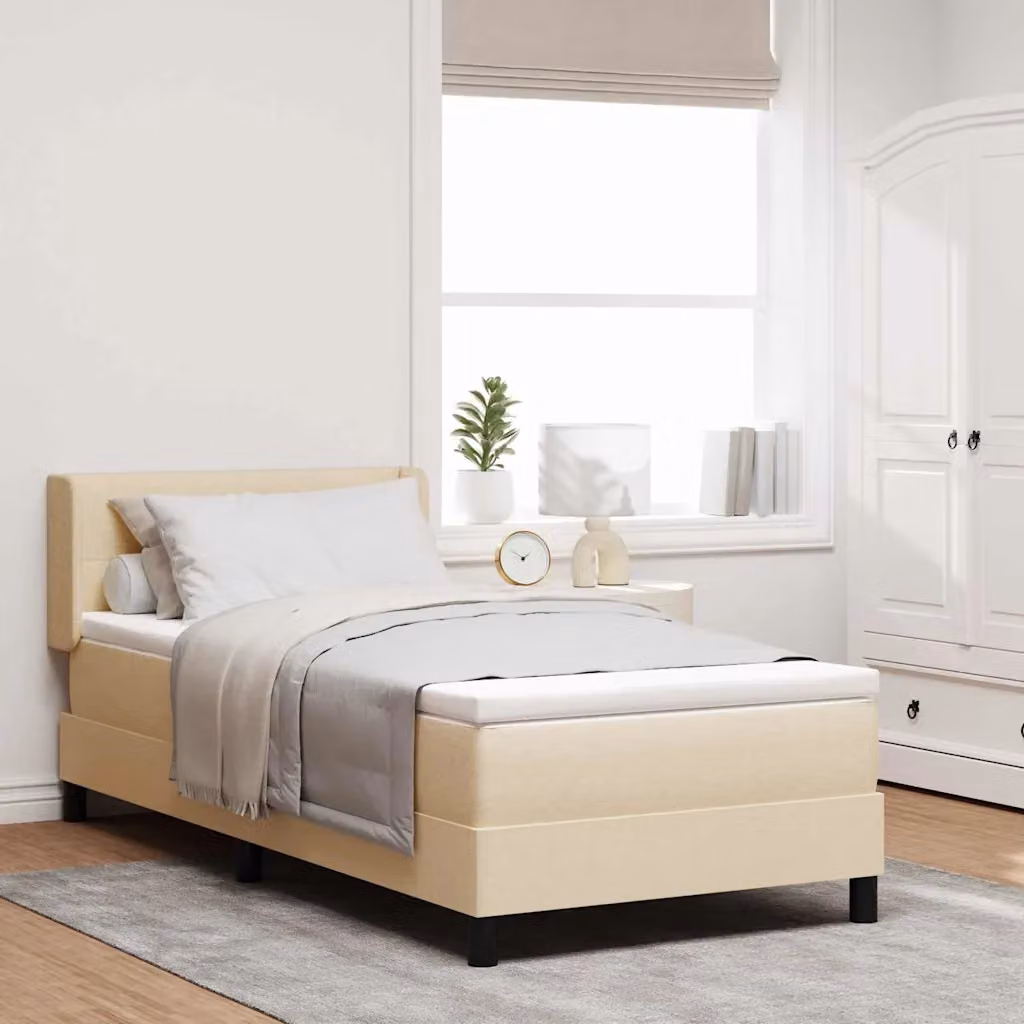 Letto a molle con testiera vidaXL in tessuto beige L: 200 cm, P: 80 cm
