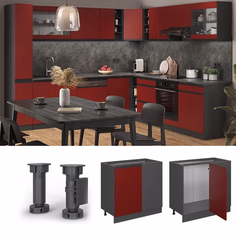 Mobile ad angolo cucina Vicco R-Line Rosso/Antracite con forma a J, senza piano di lavoro – 2