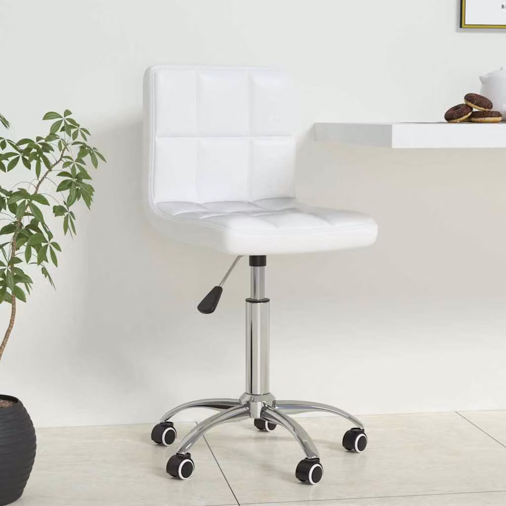 vidaXL Sedia da Ufficio Girevole Moderna in Similpelle Bianca con Ruote