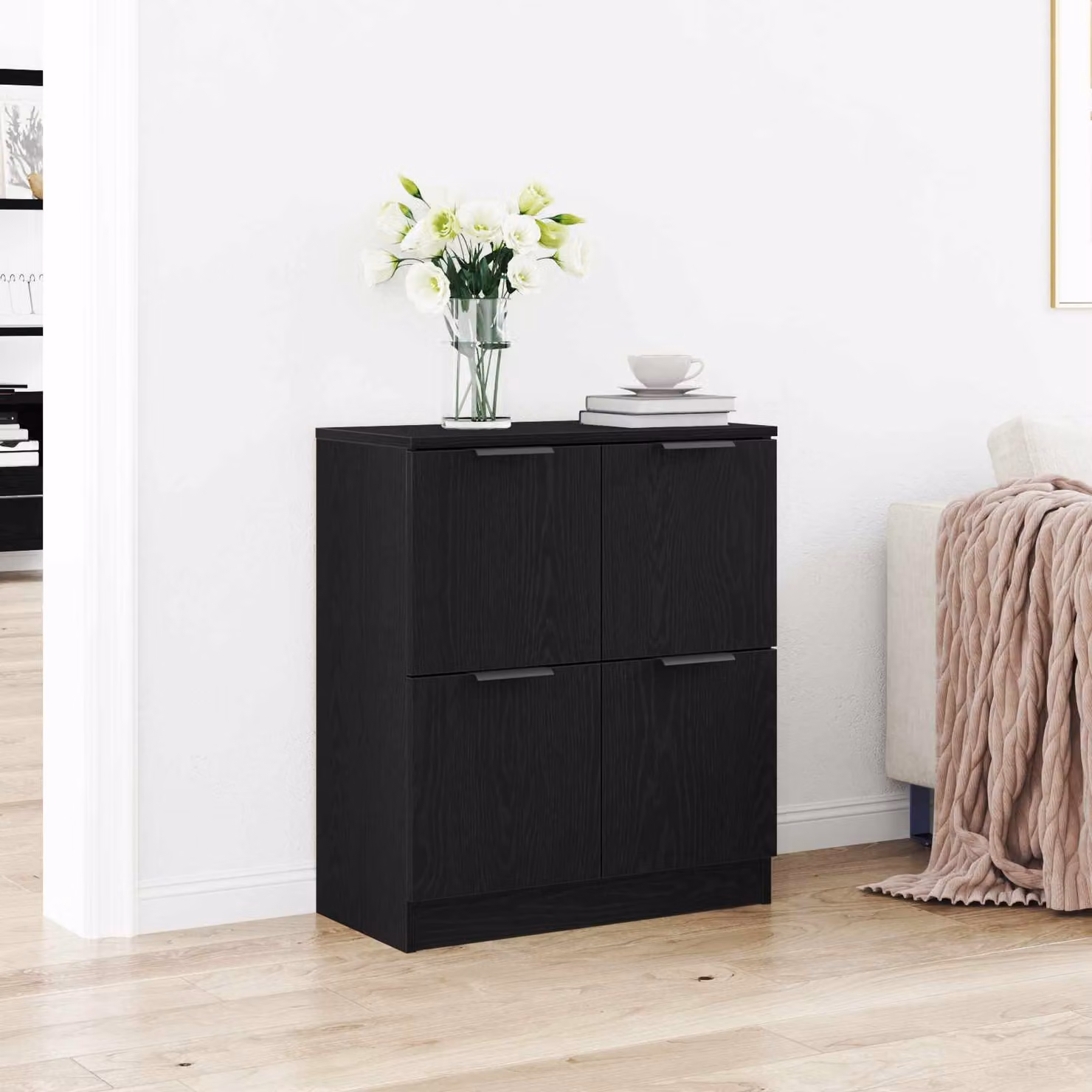 Credenza moderna vidaXL in legno MDF nero L 60 cm, P 30 cm, H 70 cm