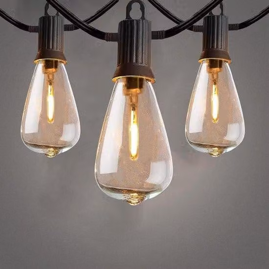 Ghirlanda luminosa a LED da 7,6 metri, 12 lampadine LED ST38, inclusa 1 lampadina di ricambio, per terrazza, feste, giardino, balcone e interni resistenti all'acqua