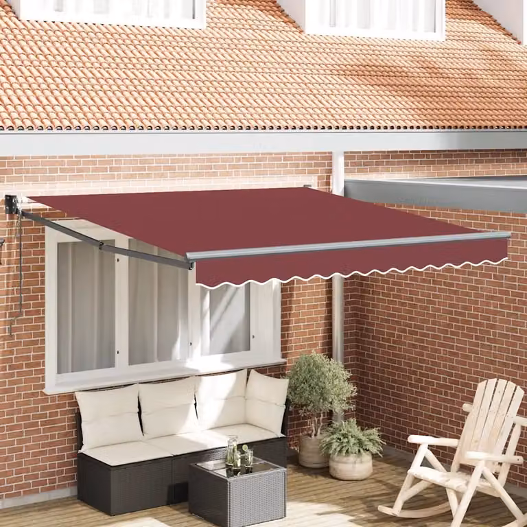 Tenda da Sole Retrattile Automatica con Motore vidaXL, Colore Rosso, L: 300 cm, P: 250 cm
