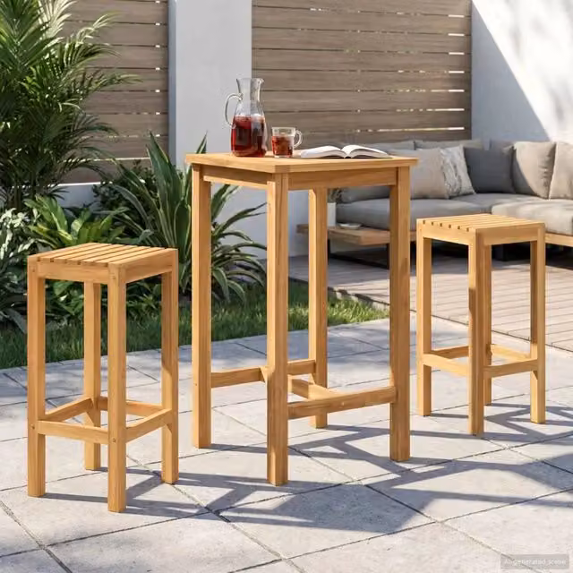 Set Bar da Esterno 3 pz Non trattato Legno di teak solido 3422496