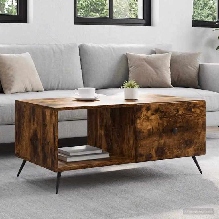 vidaXL Tavolino da salotto rettangolare in legno marrone L: 90 cm, P: 50 cm, H: 40 cm