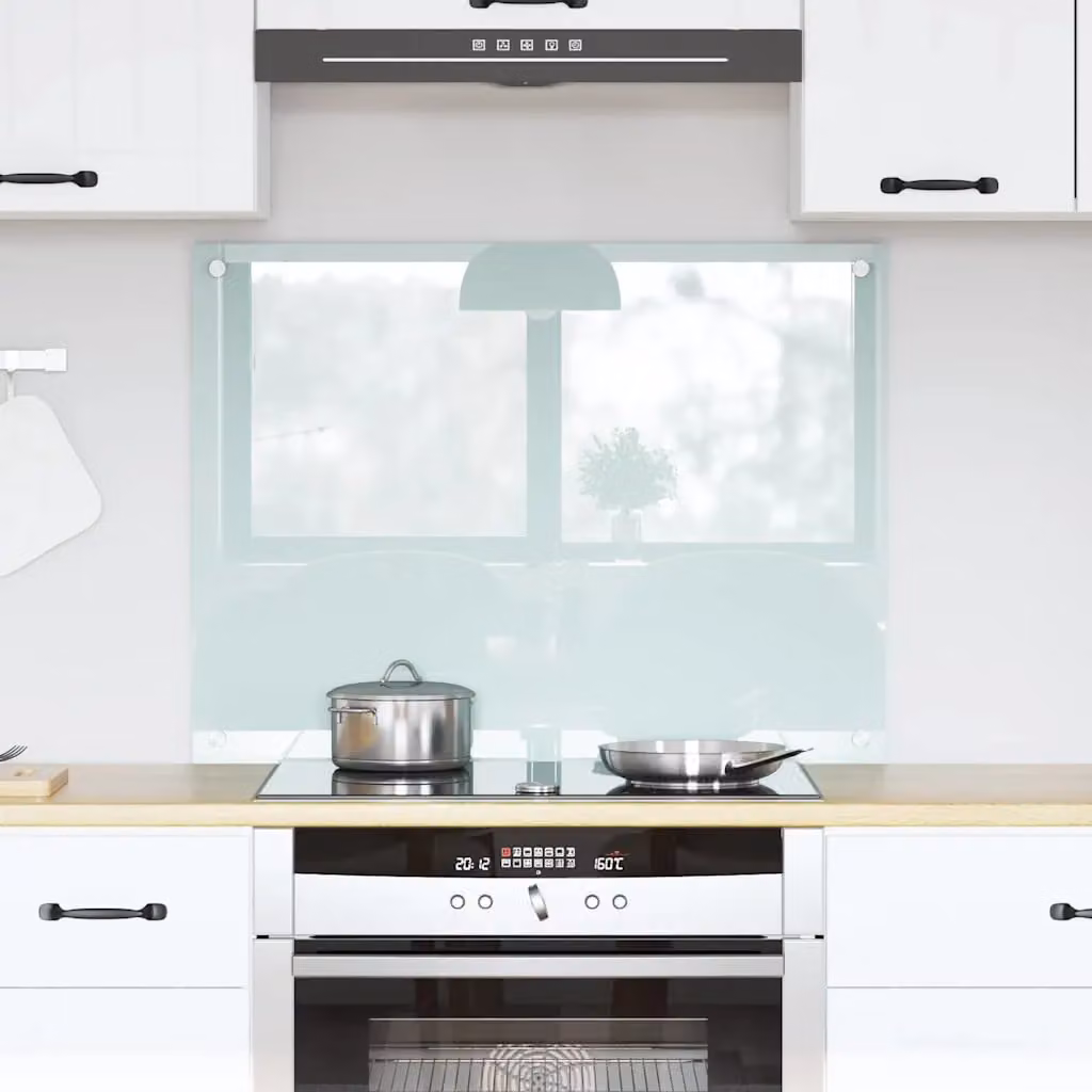 Schienale da cucina vidaXL in vetro temperato colore bianco L: 80 cm, H: 60 cm