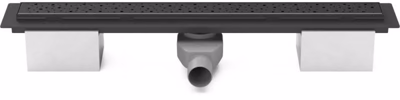 Chud?j, grondaia in plastica lineare, colore nero, lunghezza 650 mm, con scarico laterale D50 e sifone rotante CH PA 650 DC