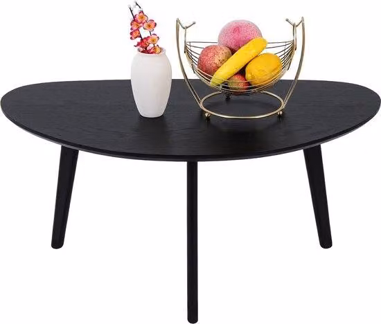 Tavolino in rovere massiccio, ovale, 85 cm, soggiorno, nero