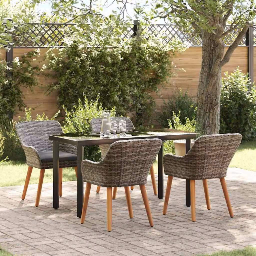 Maison Exclusive - Set da Pranzo per Giardino con cuscino 5 pcs Grigio polyrattan