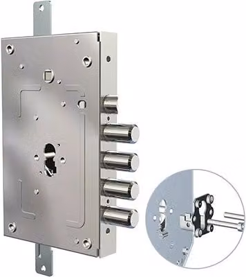 Serratura in metallo da applicare 2655 Pen Cr F.sagom M2 Tripl con chiave in acciaio inossidabile colore argento