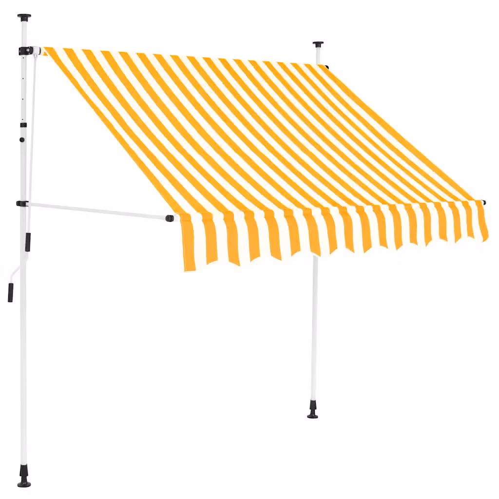 vidaXL Tenda da Sole Retrattile Manuale in Poliestere e Acciaio, Strisce Arancione e Bianco, L: 150 cm, P: 120 cm, H: 300 cm