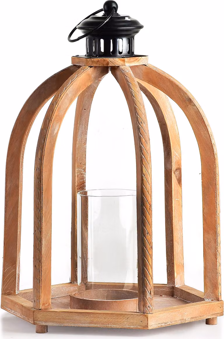 Lanterna in legno LOKKE 29x25,5x41,5 cm, colore naturale, 1 pezzo