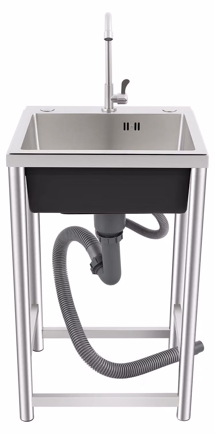 Lavello professionale per cucina, in acciaio inossidabile, a colonna, color argento