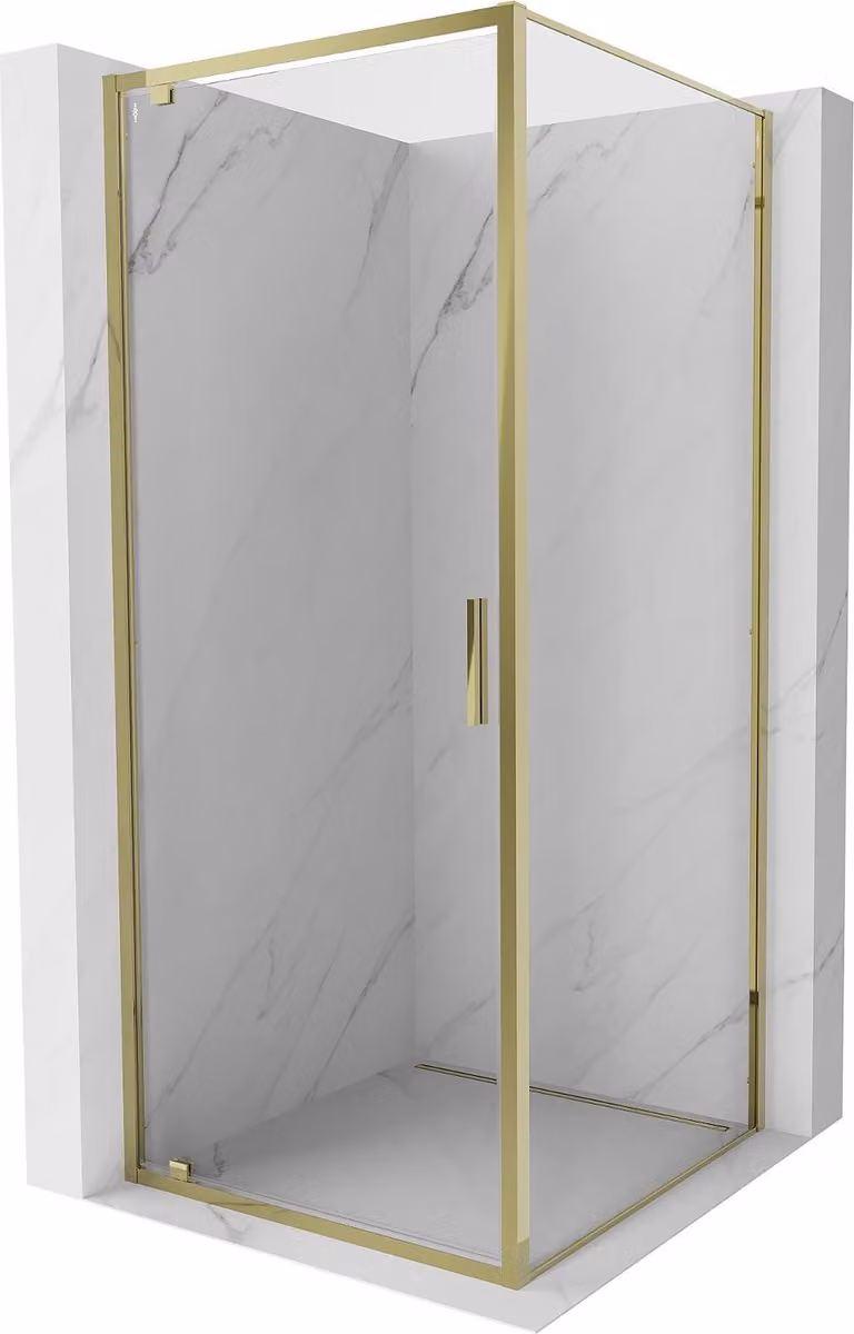 Mexen Exo cabina doccia a battente 75 x 75 cm, trasparente, oro - 8181-075-075-50-00