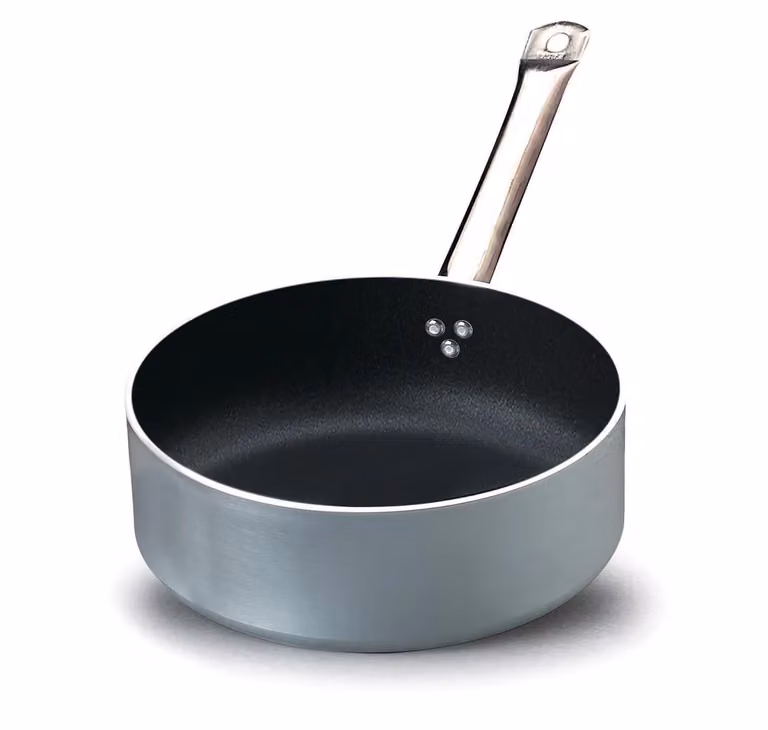 Casseruola bassa in alluminio antiaderente con manico in acciaio inox, spessore 5 mm, diam. 20cm