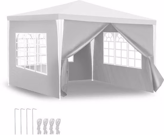 Telo impermeabile per tettoia da campeggio, con pareti laterali, dimensioni 3x3 metri, colore bianco