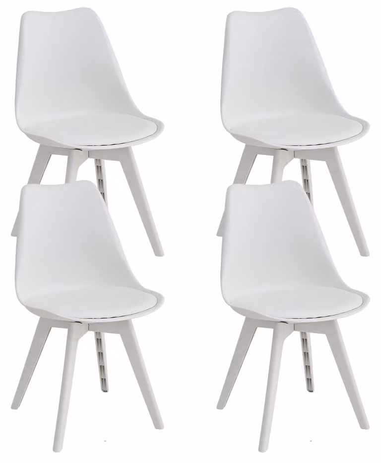 Sedie da pranzo - Sedie in plastica - Set da 4 - Design moderno minimalista - Senza imbottitura - Da montare - Bianco
