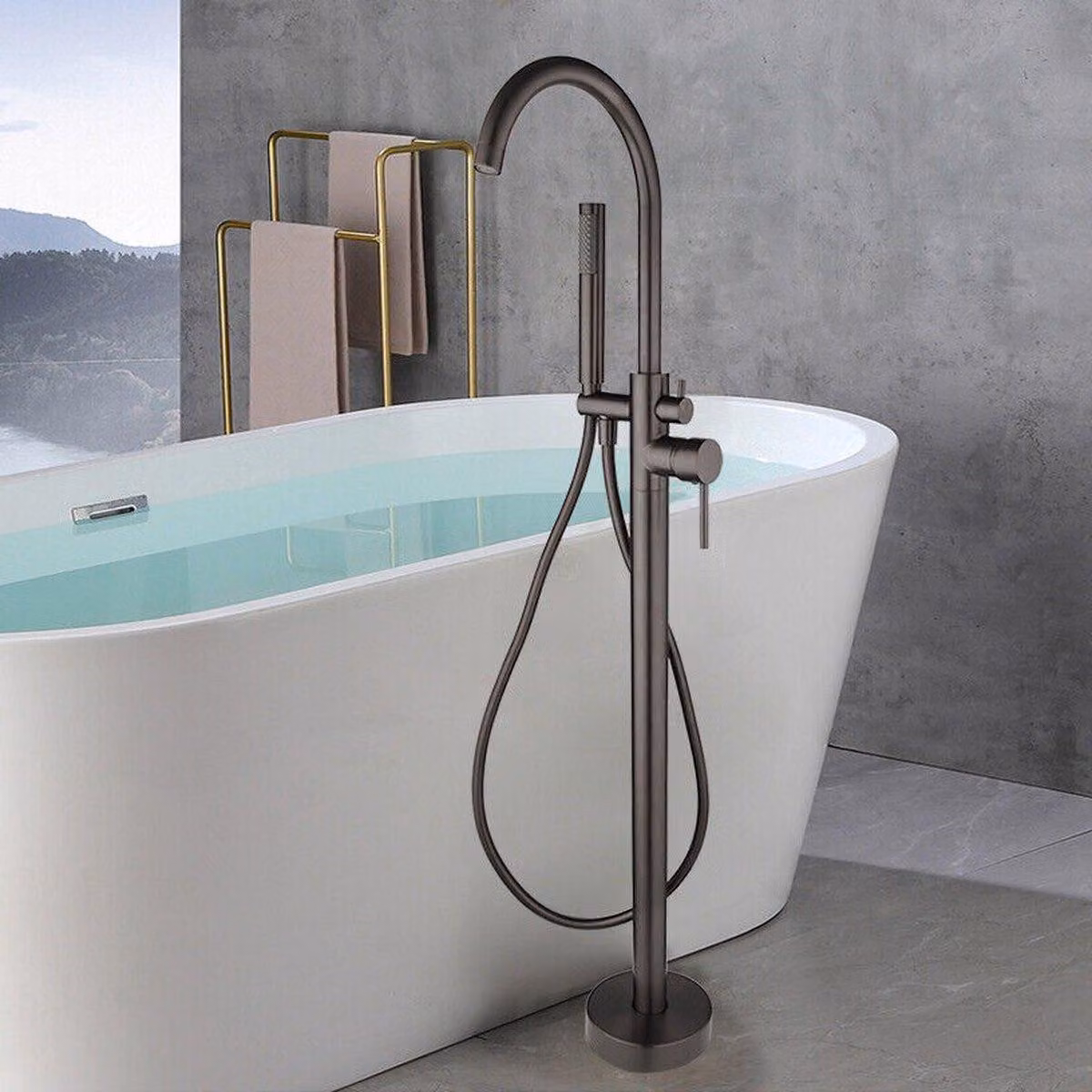 Miscelatore per vasca freestanding WeBO Atlanta con doccetta - free-standing