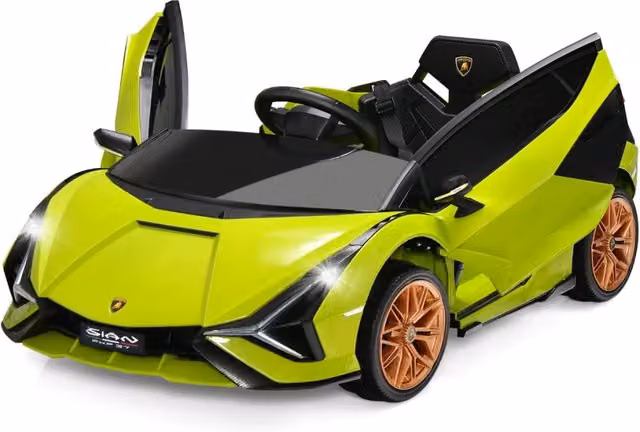Auto elettrica Lamborghini per bambini con due modalità di guida e batteria ricaricabile, design moderno in PP, colore verde, L: 108 cm, P: 64 cm, H: 41 cm