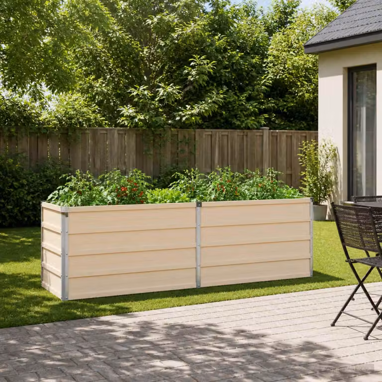 Letto rialzato da giardino vidaXL in metallo beige L: 160 cm, P: 40 cm, H: 55 cm