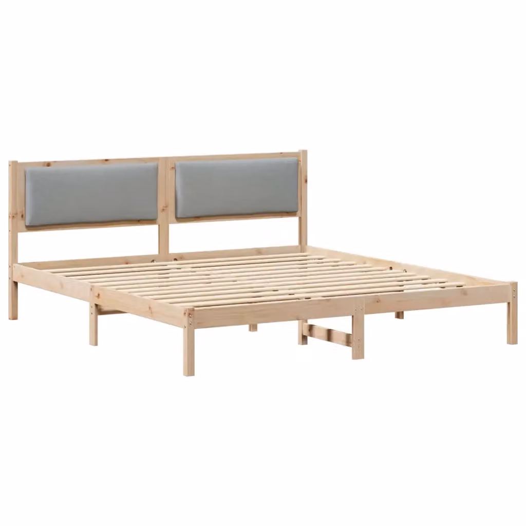 Struttura letto minimalista vidaXL in pino massello grigio L/P/H: 180 x 200 x 85,5 cm – 2