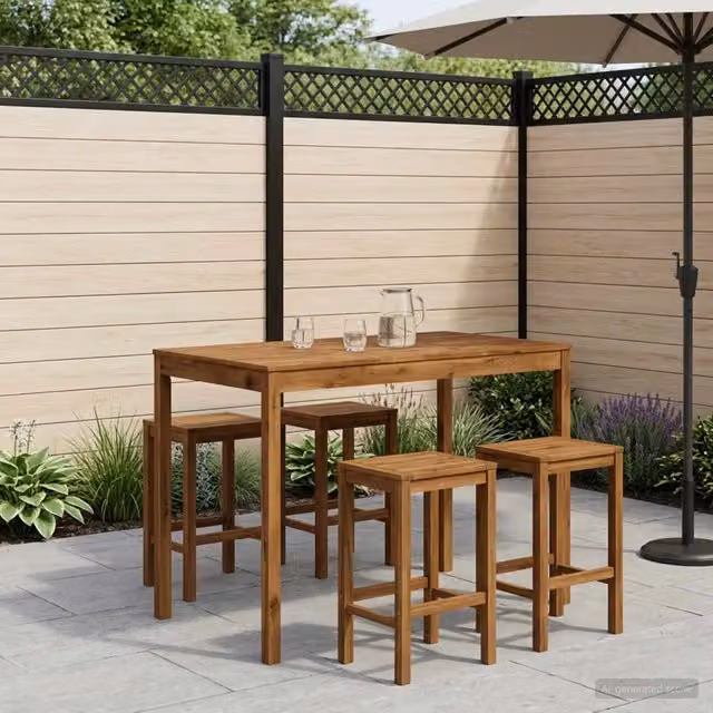 Tavolo Bar da Giardino vidaXL in Legno di Acacia Marrone L: 147 cm, P: 88,5 cm, H: 105 cm – 1