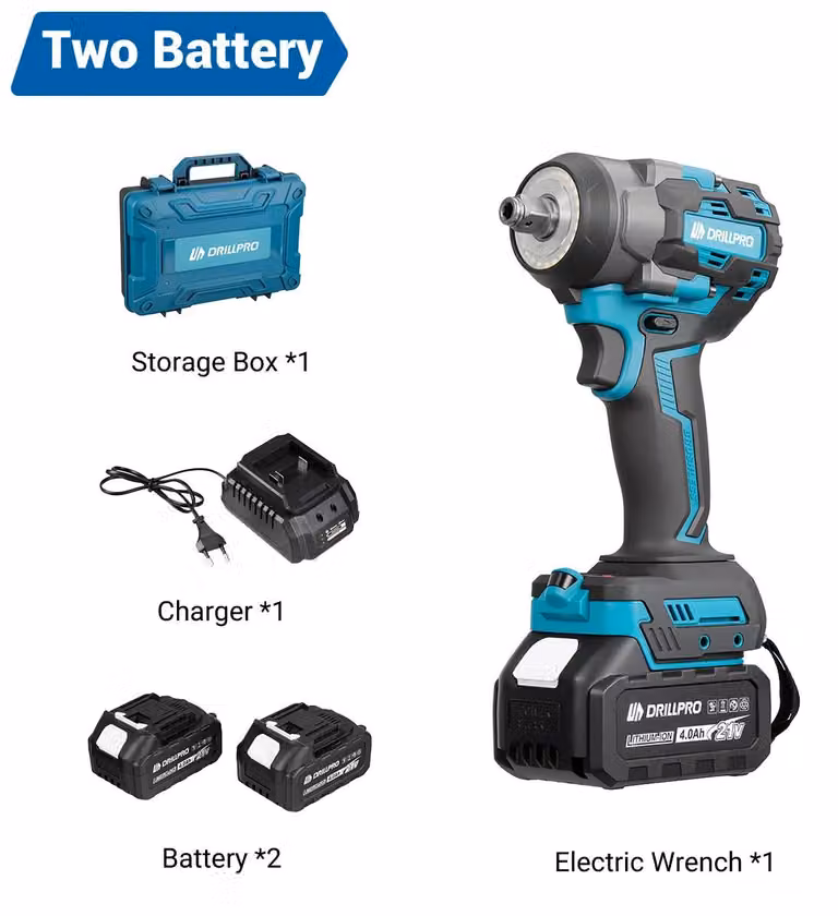 Avvitatore a percussione a batteria - Avvitatore a percussione elettrico - Coppia di 580 Nm - 18 V - Motore brushless - 3000 giri/min - Attacco quadrato da 1,27 cm - 2 batterie