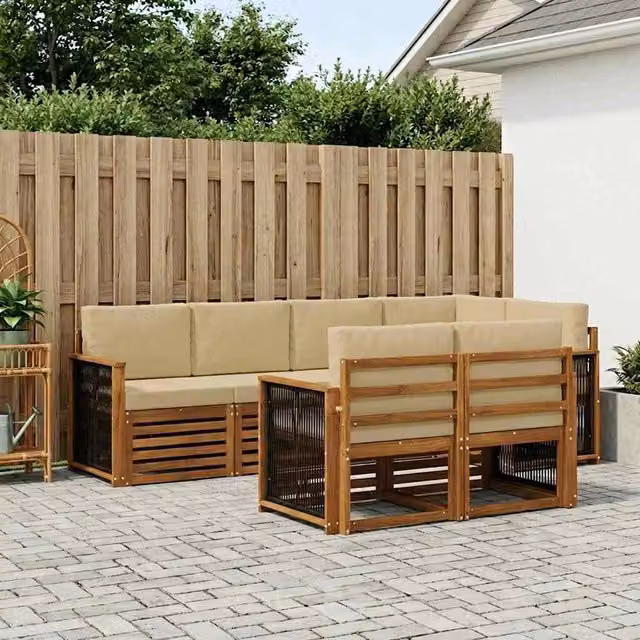 Set di divani da esterno 6 pz Naturale 3384474