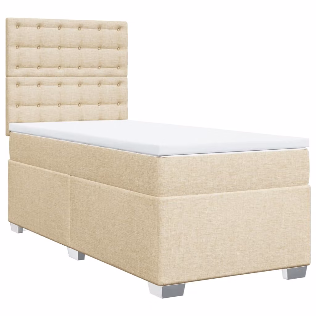 Giroletto a Molle con Materasso Crema 90x190 cm in Tessuto