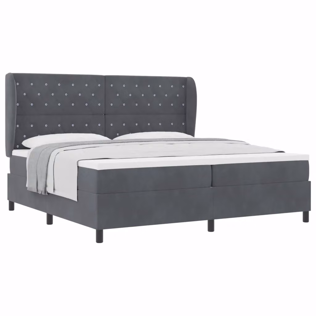 Letto moderno con materasso ibrido vidaXL in velluto grigio L/P/H: 200 x 200 x 280 cm – 2