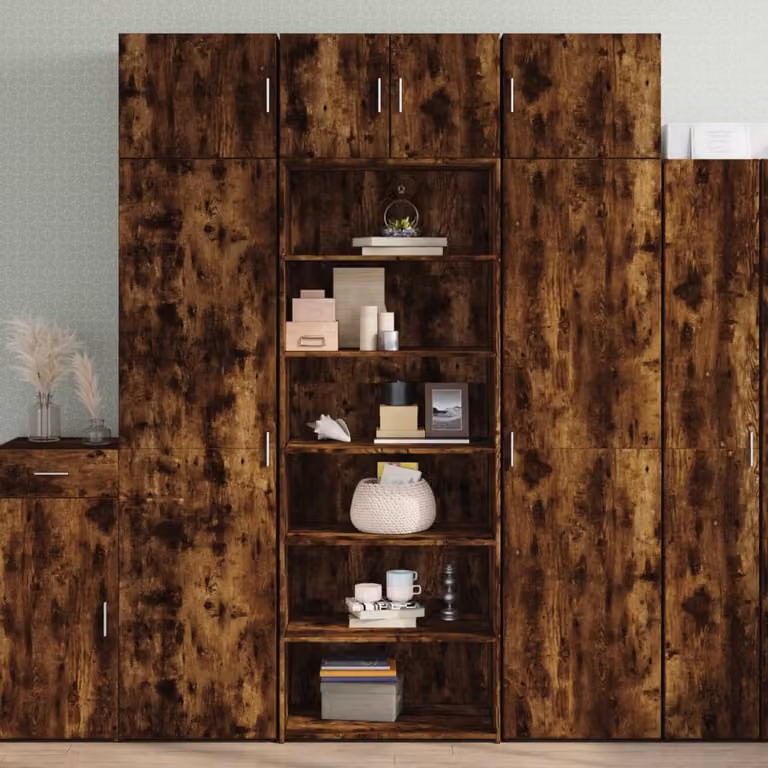 Credenza moderna vidaXL in legno Rovere Fumo, sospesa, L: 70 cm, P: 41 cm, H: 185 cm