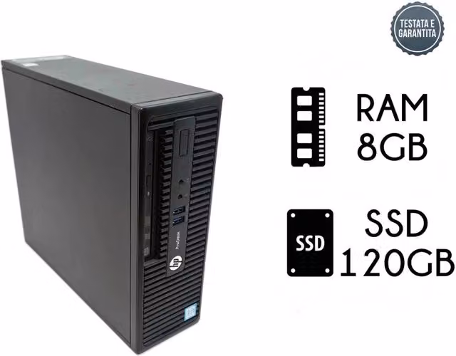 PC Desktop HP ProDesk 400 G3 Processore Intel Core I5-6500 Ram 8GB SSD 120GB Win 11 Pro Small Form Factor Postazione da Lavoro Ufficio - Ricondizionato
