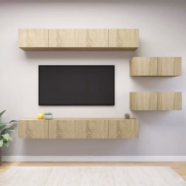 Set di Mobili Porta TV 6 pz-Set di 6 Credenza per TV Rovere Sonoma in Legno Multistrato 459895