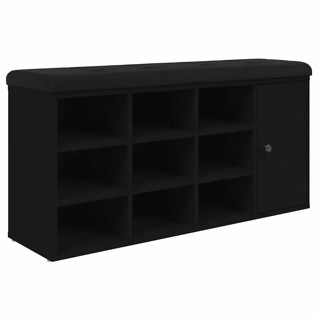 Panca Scarpiera e Sgabello Design Mania in Legno Multistrato e Finta Pelle Nera L: 102 cm, P: 32 cm, H: 50 cm – 2