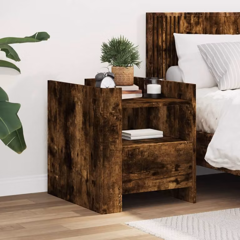 Comodino moderno vidaXL in legno MDF color marrone opaco L 45 x P 50 x H 50 cm