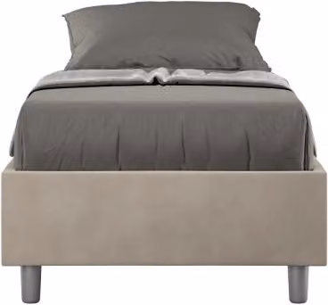 Letto Sommier imbottito Singolo 80x200 cm Azelia - Contenitore,Microfibra,Sabbia