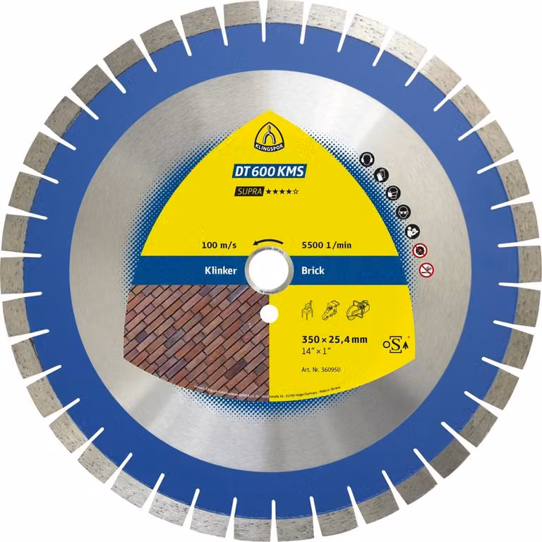 Klingspor DT 600KMS Dischi da taglio diamantati, 500 x 3,6 x 60 mm 56 segmenti 24 x 3,6 x 15 mm, dentatura corta Anello di riduzione 25,4