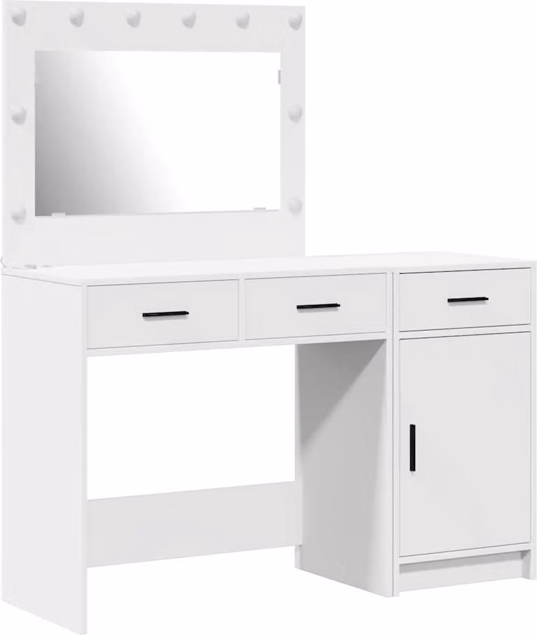 Tavolo da Trucco con cassetto 2 pcs Bianco Legno multistrato