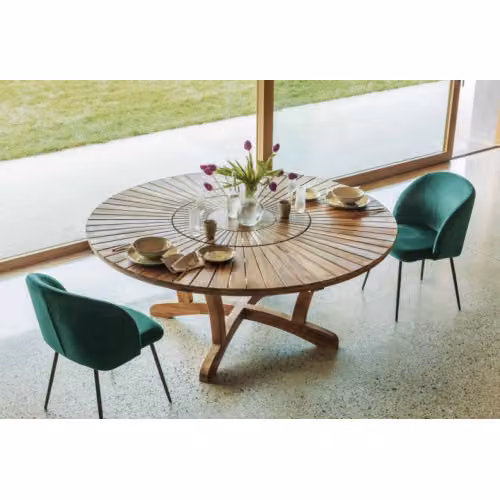 Tavolo tondo fisso in teak indonesiano Real Table