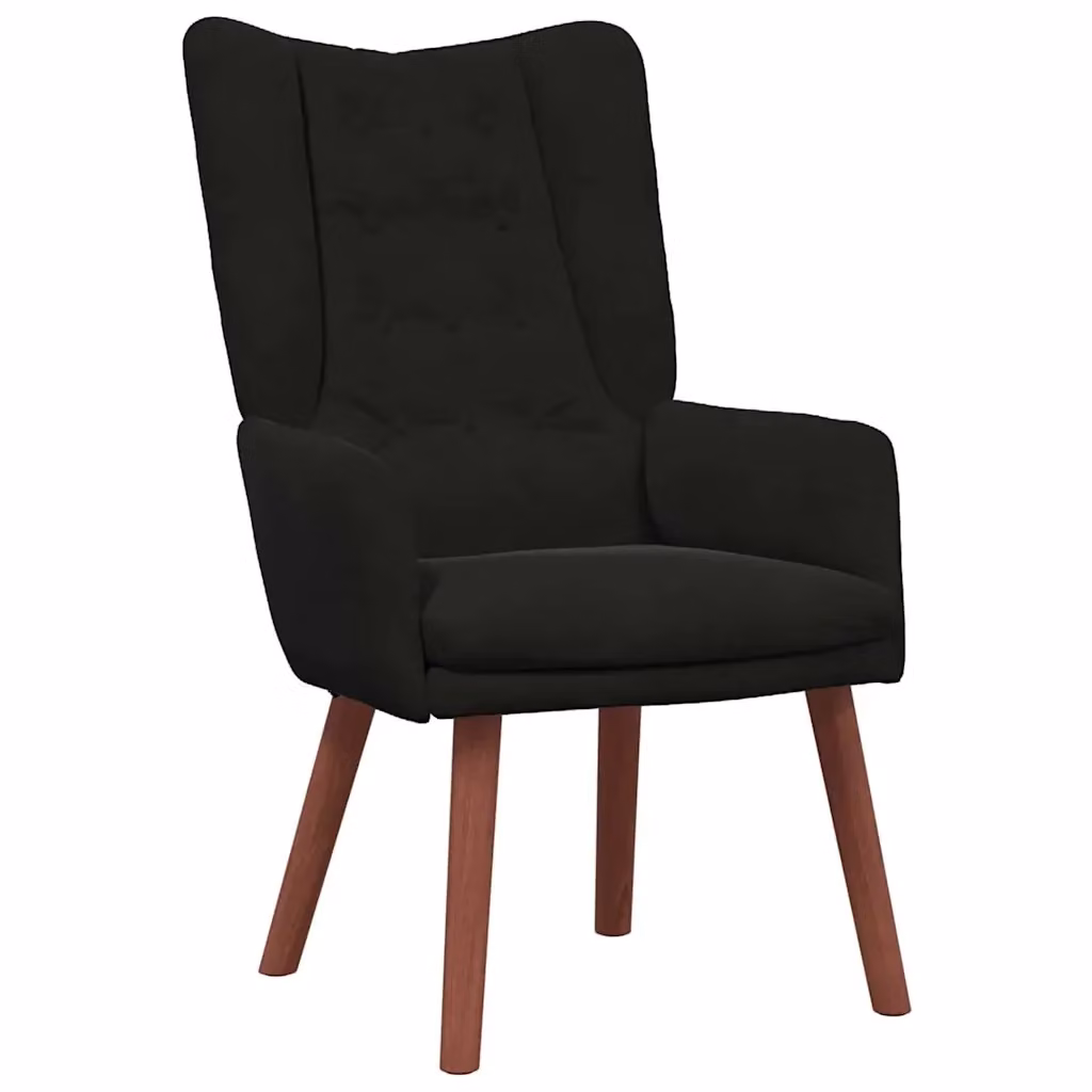 Poltroncina moderna in velluto nero con braccioli e struttura in legno, L: 63 cm, P: 67 cm, H: 94 cm – 2