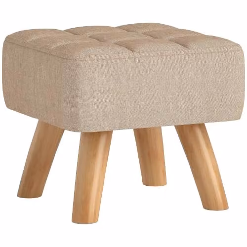 HOMCOM Pouf Poggiapiedi in Tessuto Effetto Lino, 27x27x26 cm, Marrone