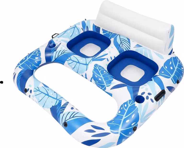 Lettino gonfiabile per piscina, modello a due posti, schienale ergonomico, come da immagine