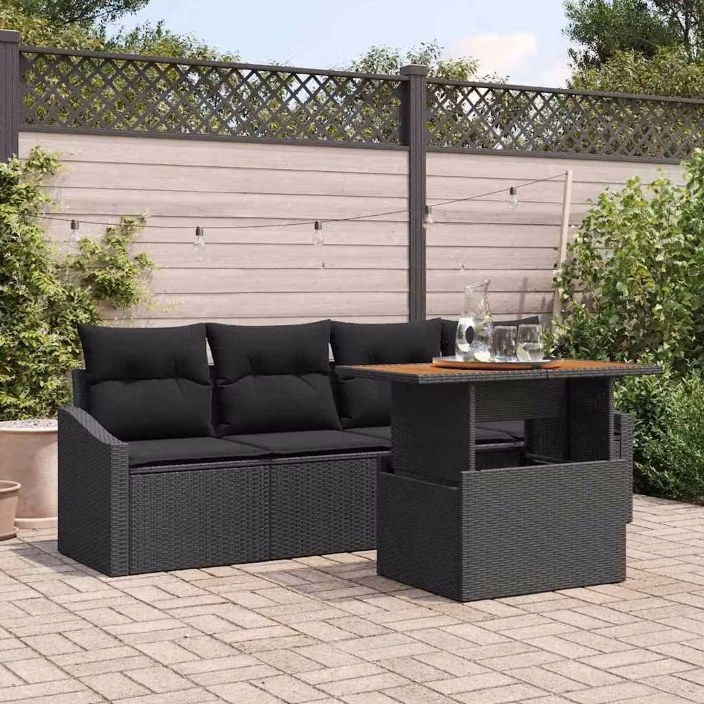 Maison Exclusive - Set Divano da Giardino con cuscino 5 pcs Nero Poly Rattan