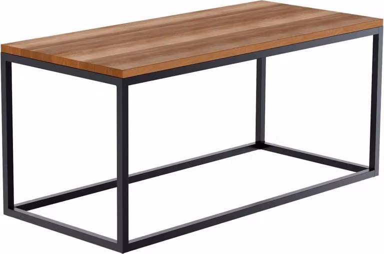 Tavolino, tavolino - Design robusto - Rovere massiccio e metallo nero opaco | Dimensioni: 100x45x50 cm